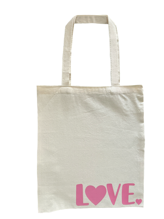 LOVE Shopper Bag – Rosa Hjärttryck